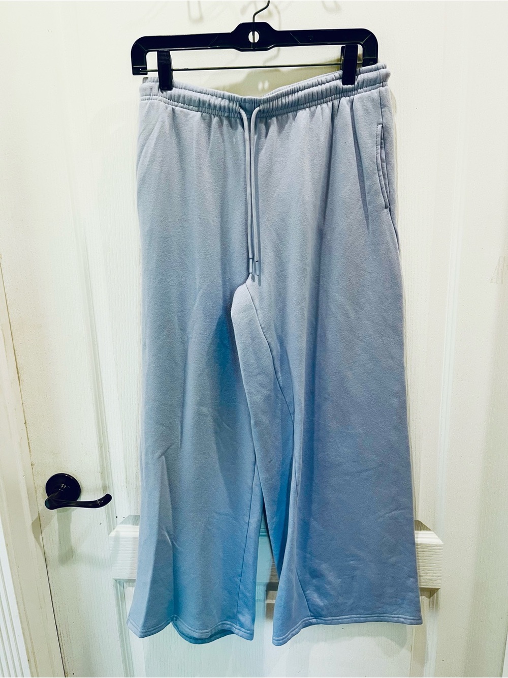 Women's Wide-Leg Drawstring Sweatpants in Light Blue